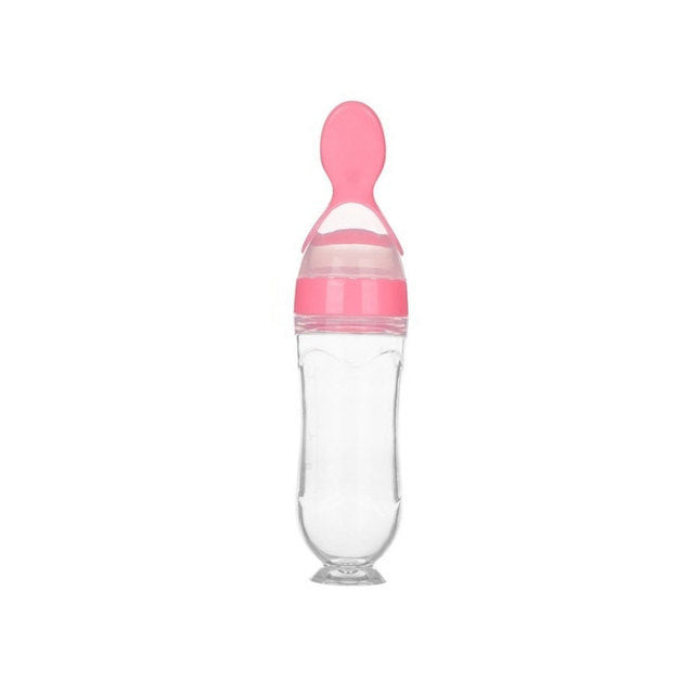Silicone Baby Bottle with Spoon for Rice Cereal
