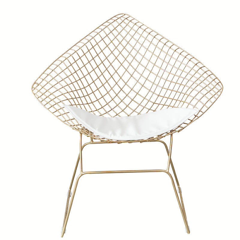 Nordic Style Iron Stool with Backrest in Gold