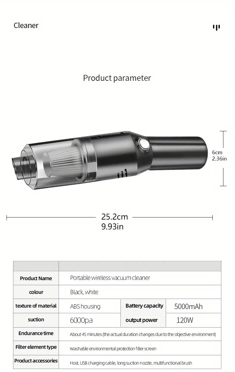 Portable High-Suction Car Vacuum