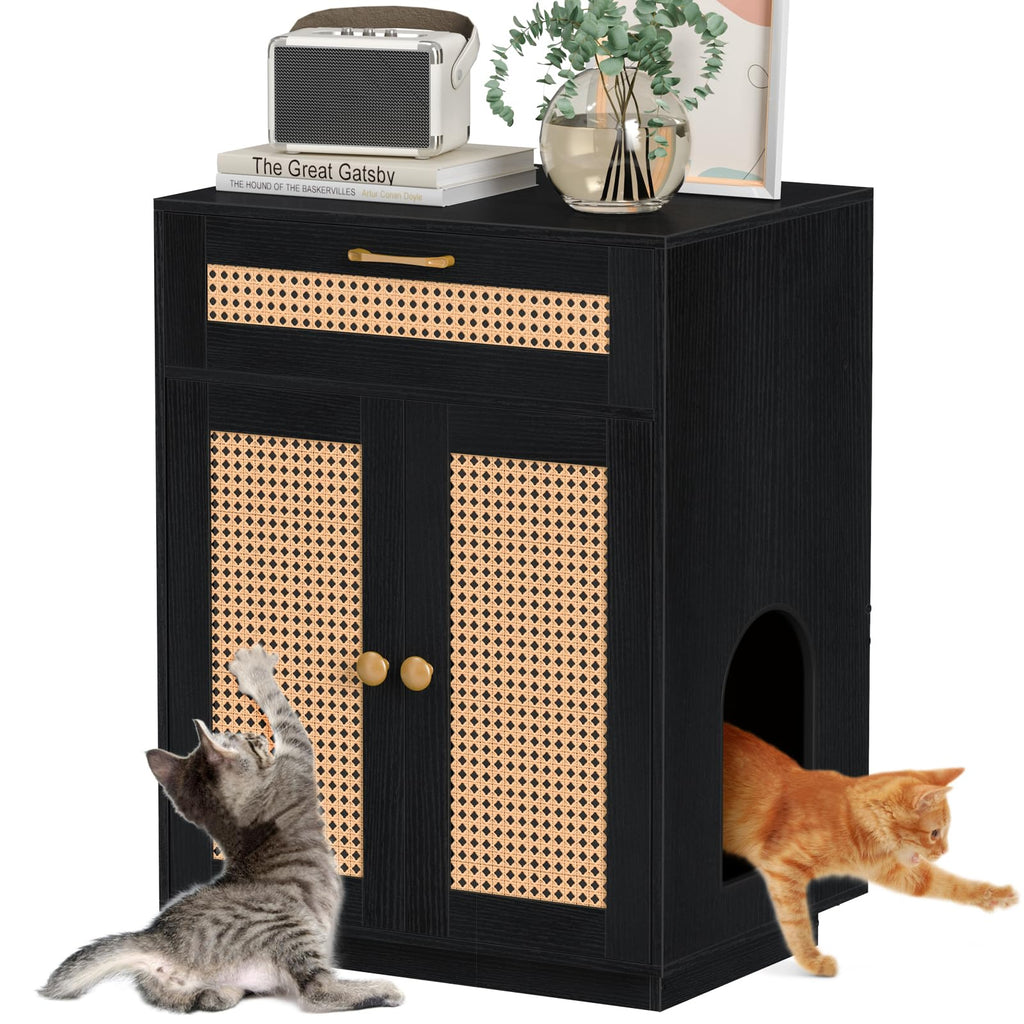 TidyNest Cat Litter Cabinet with Ventilation (Black)