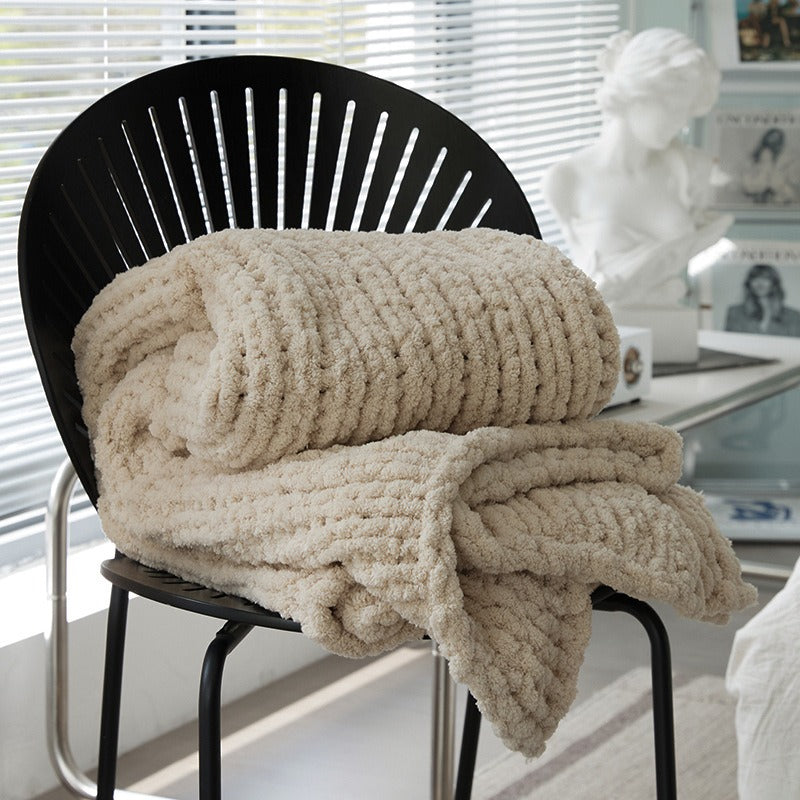 Cozy Knitted Solid-Color Blanket