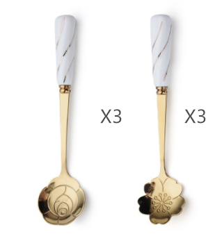 Stainless Steel Flower-Shaped Mixing Spoon with Ceramic Handle