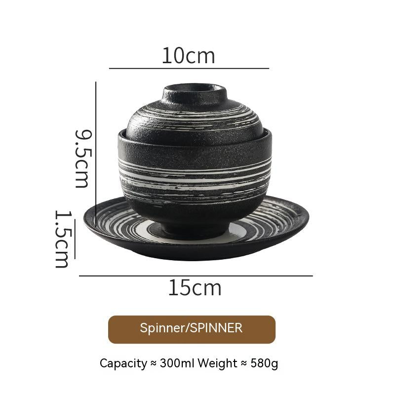 Japanese Ceramic Soup Bowl with Lid Tureen