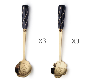 Stainless Steel Flower-Shaped Mixing Spoon with Ceramic Handle