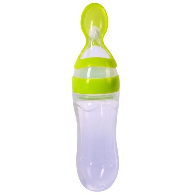 Silicone Baby Bottle with Spoon for Rice Cereal