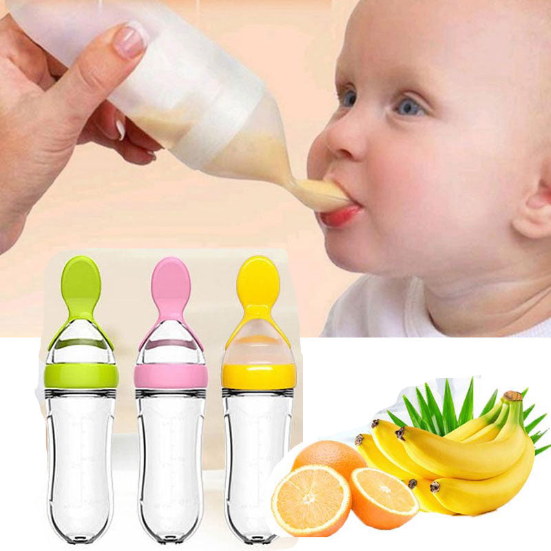 Silicone Baby Bottle with Spoon for Rice Cereal