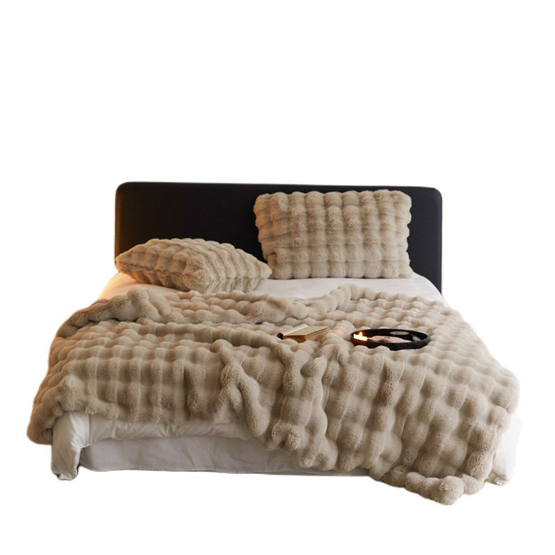 Luxury Faux Rabbit Fur Sofa Blanket