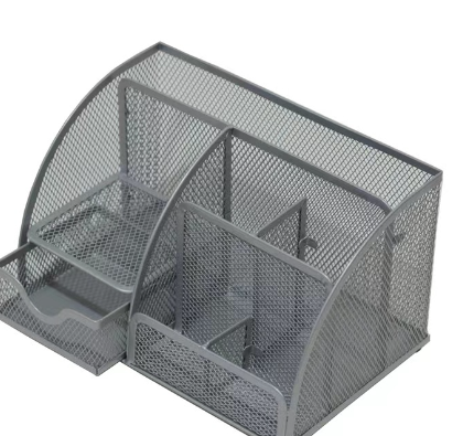 Large Capacity Metal Desktop Organizer - Pen & Document Holder