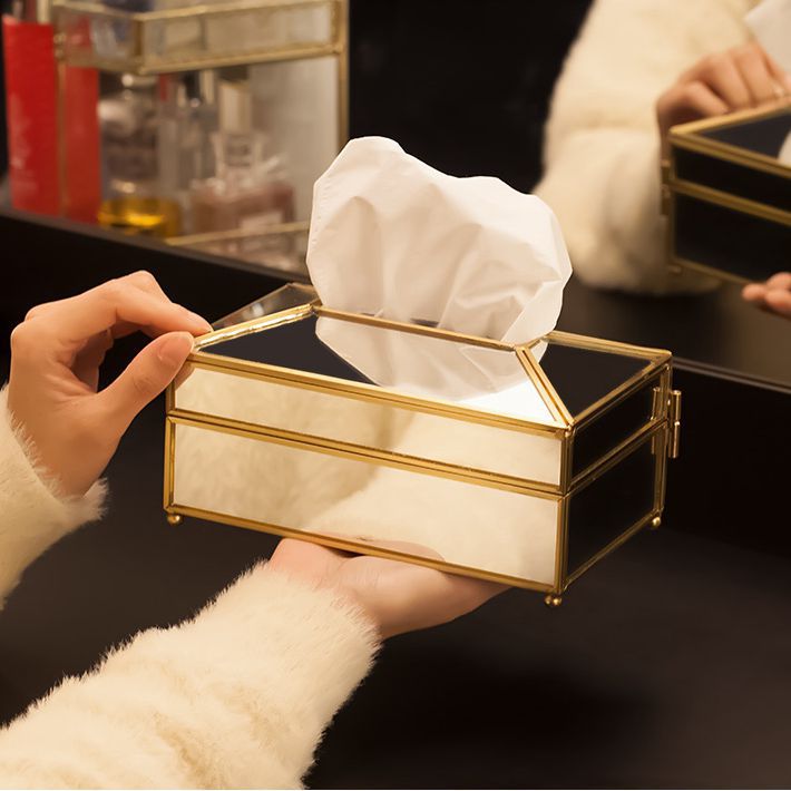 Brass Glass Elegance Tissue Holder