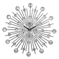 Crystal Silver Iron Wall Clock for Living Room & Bedroom