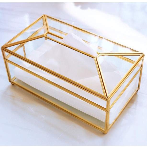 Brass Glass Elegance Tissue Holder
