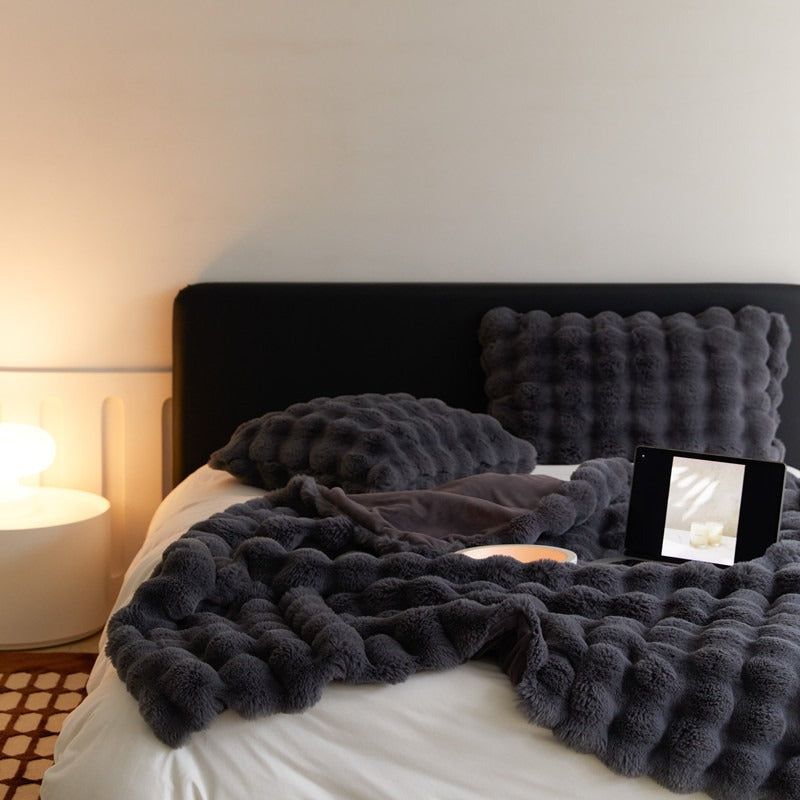 Luxury Faux Rabbit Fur Sofa Blanket