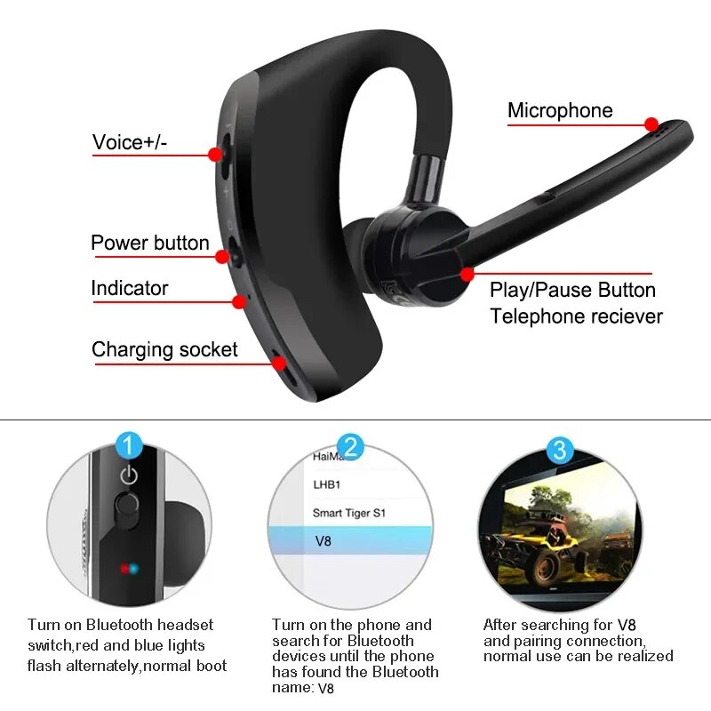 Bluetooth Earpiece Wireless Headset