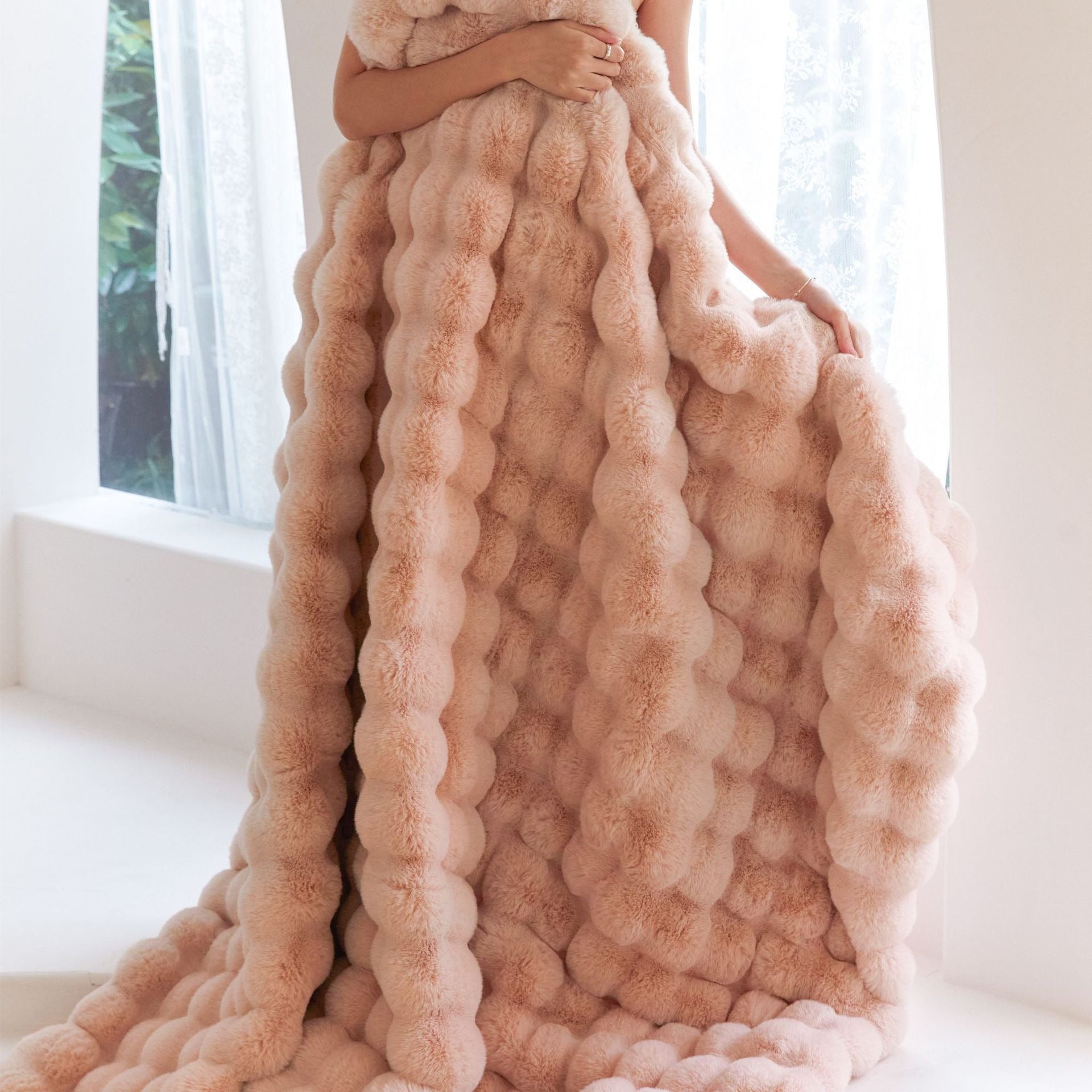 Luxury Faux Rabbit Fur Sofa Blanket