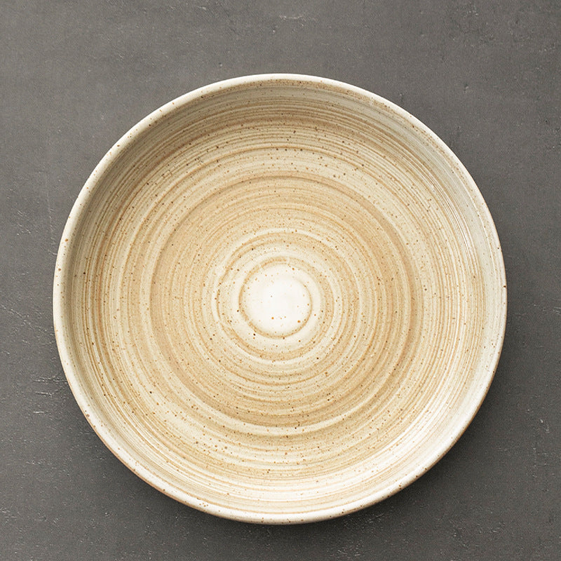 Retro Stoneware Ceramic Plate for Household Use