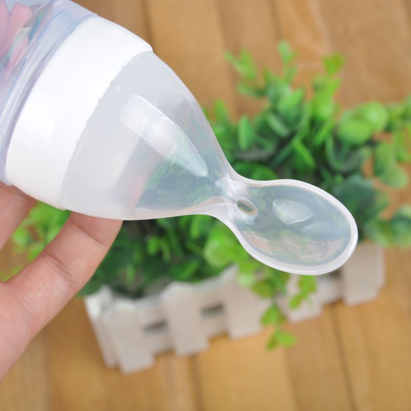 Silicone Baby Bottle with Spoon for Rice Cereal