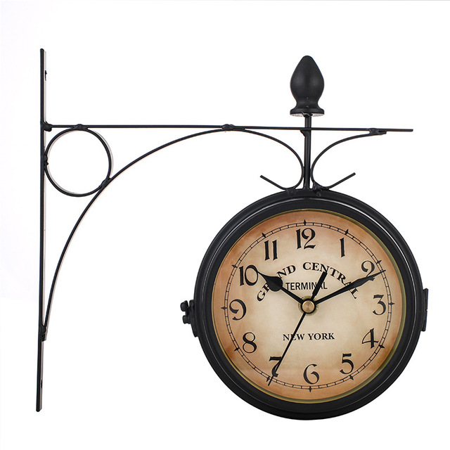 European Style Iron Wall Clock - Double-Sided Design