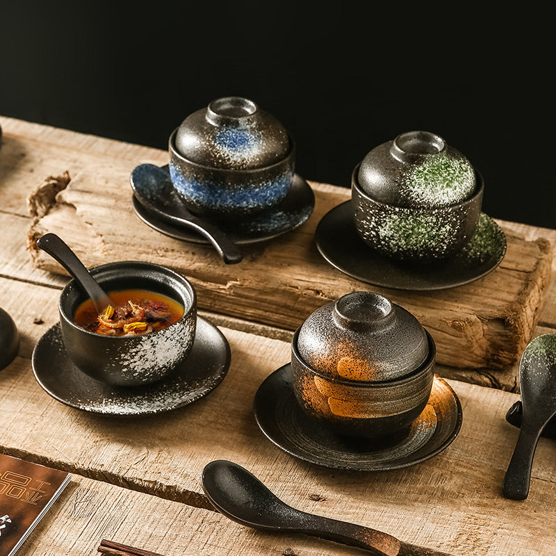 Japanese Ceramic Soup Bowl with Lid Tureen
