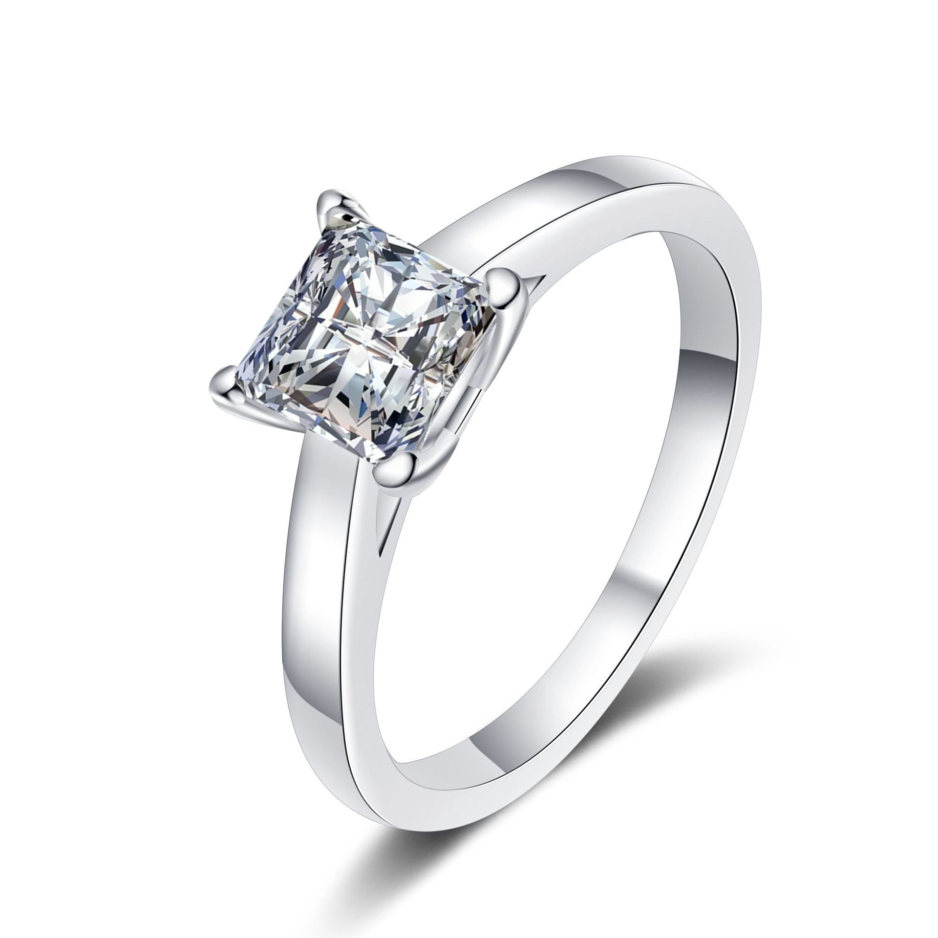 925 Sterling Silver Four-Claw Moissanite Ring (1 & 2 Karat)