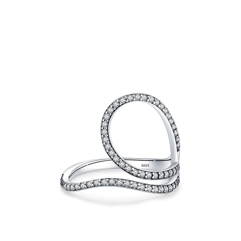S925 Sterling Silver Micro Inlaid Ring for Women