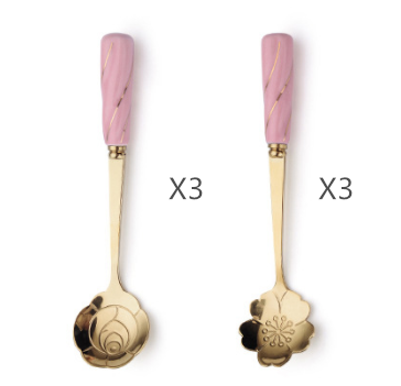 Stainless Steel Flower-Shaped Mixing Spoon with Ceramic Handle