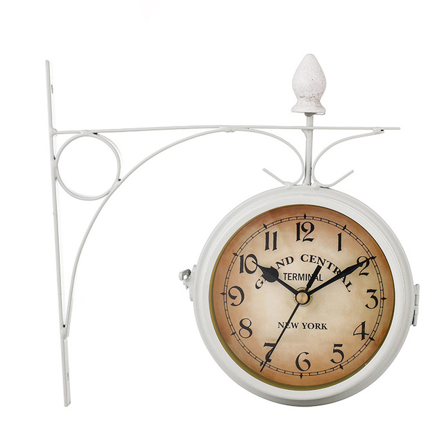 European Style Iron Wall Clock - Double-Sided Design