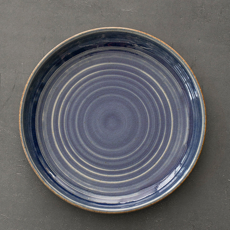 Retro Stoneware Ceramic Plate for Household Use