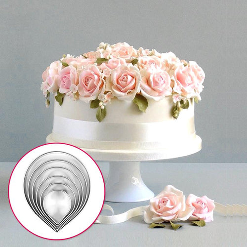 6-Piece Stainless Steel Fondant Cake Rose Mold Set