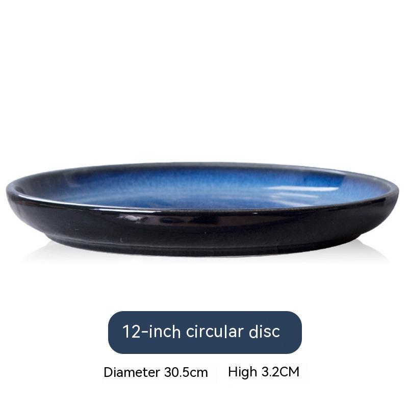 Blue Gradient Ceramic Plate for Western Cuisine Dining