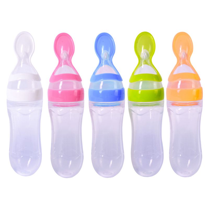 Silicone Baby Bottle with Spoon for Rice Cereal