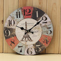 European Style Creative Wall Clock - Vintage Wooden Quartz Clock