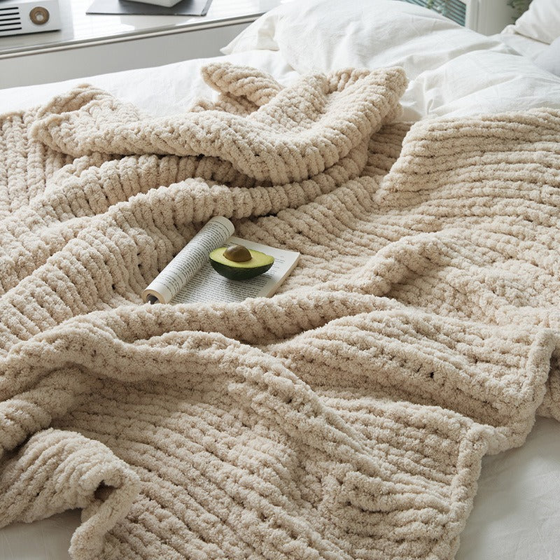 Cozy Knitted Solid-Color Blanket