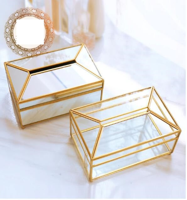 Brass Glass Elegance Tissue Holder