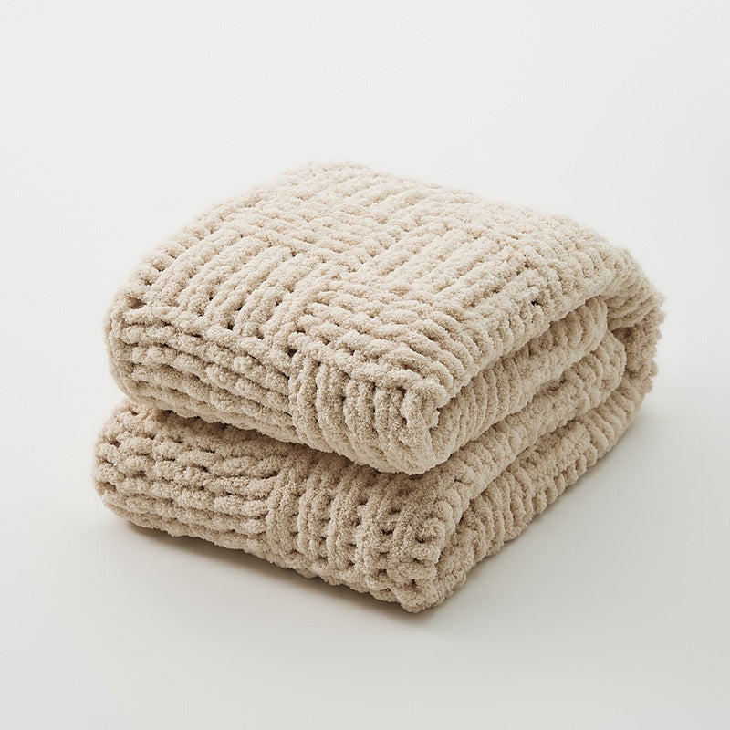 Cozy Knitted Solid-Color Blanket