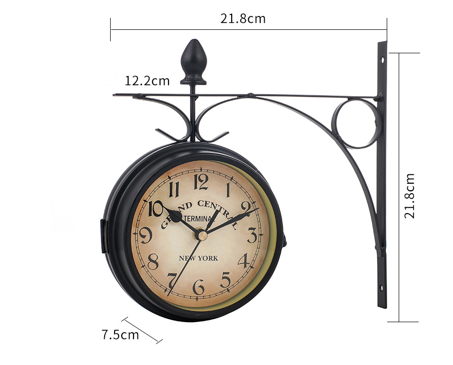 European Style Iron Wall Clock - Double-Sided Design