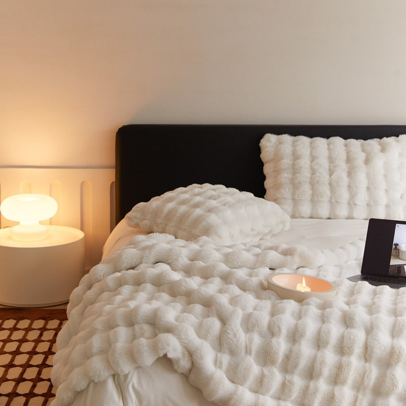 Luxury Faux Rabbit Fur Sofa Blanket