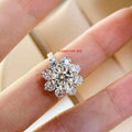 2 Karat High Carbon Diamond Sunflower Sterling Silver Ring