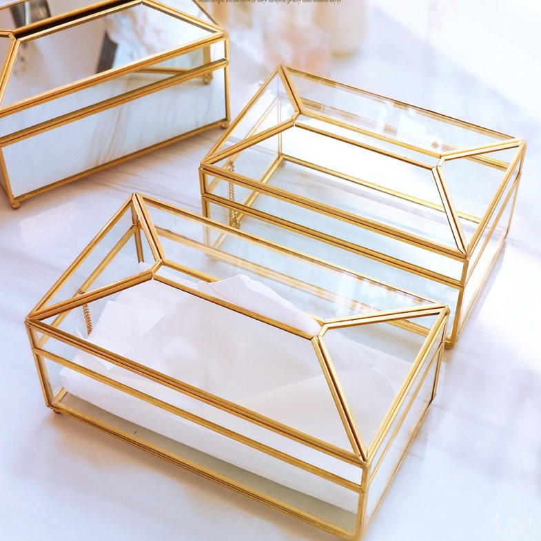Brass Glass Elegance Tissue Holder